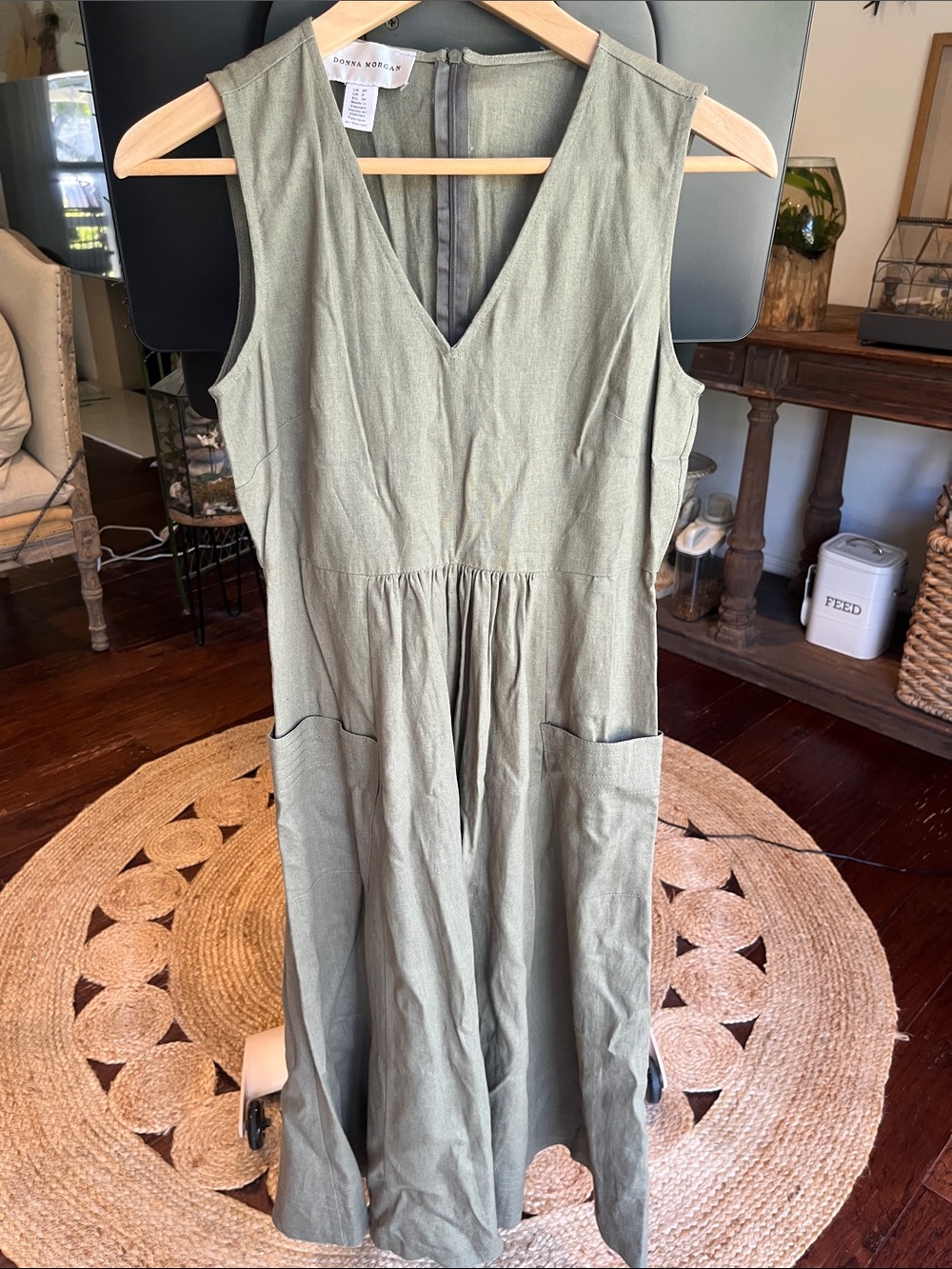 Donna Morgan linen viscose midi flare dress